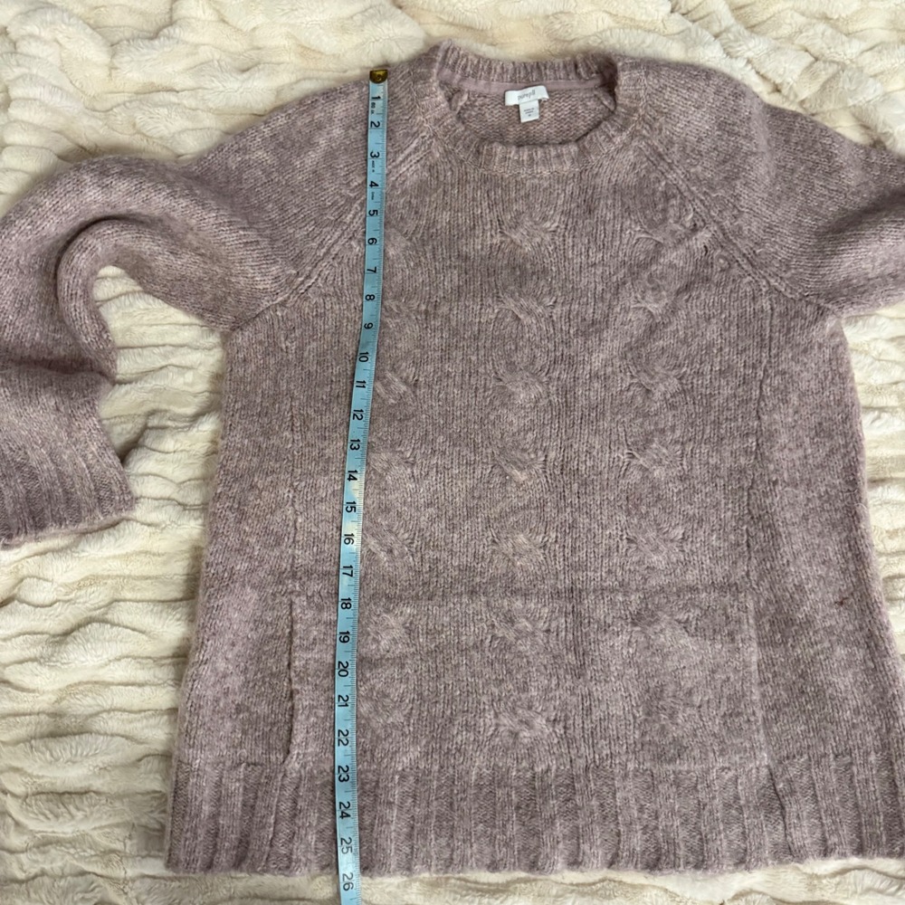Pure Jill Womens Mauve Speckled Knit Raglan Sweater Textured Detail Size Medium - Picture 11 of 11